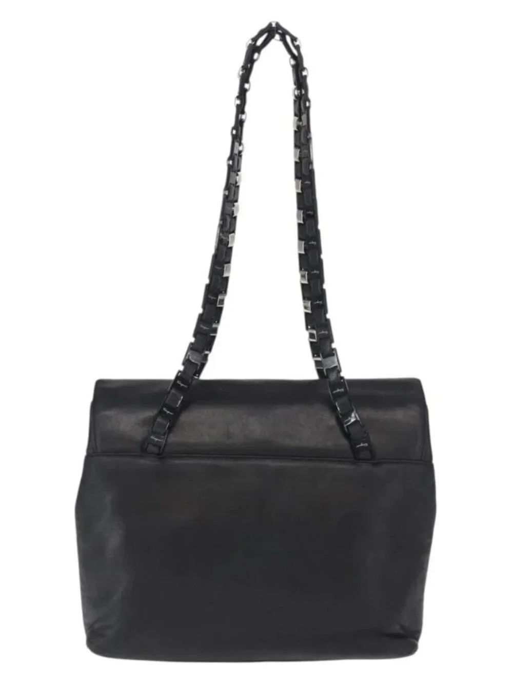 Salvatore Ferragamo Shoulder Bag Leather Black Silver Auth bs32241